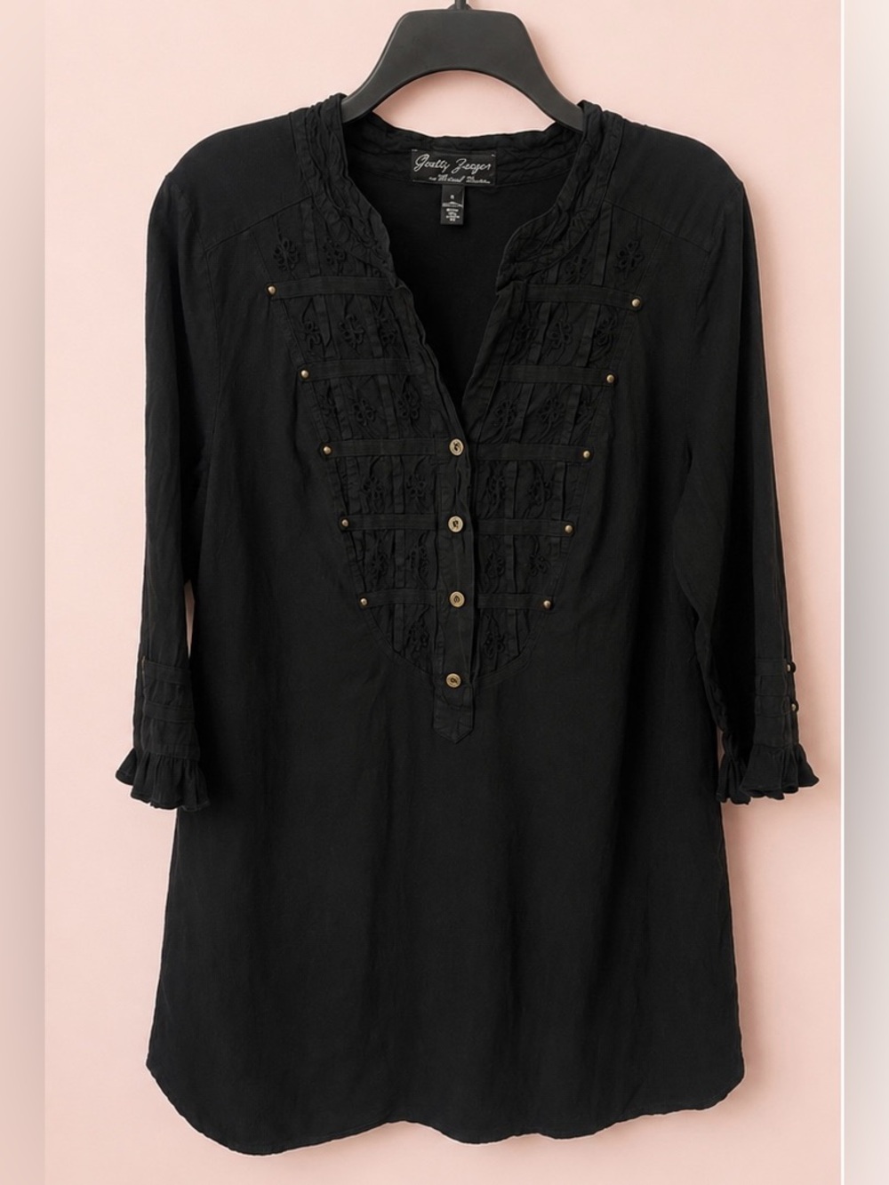 Gretty Zueger Black Embroidered Cotton Boho dress/tunic